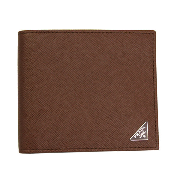 Prada Wallet leather SAFFIANO bifold brown PALISSANDRO billfold TRIANG - Picture 1 of 4